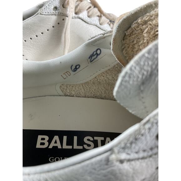 Golden Goose 'Ballstar' White Leather Glittered Distressed Leather Sneakers - Picture 5 of 7